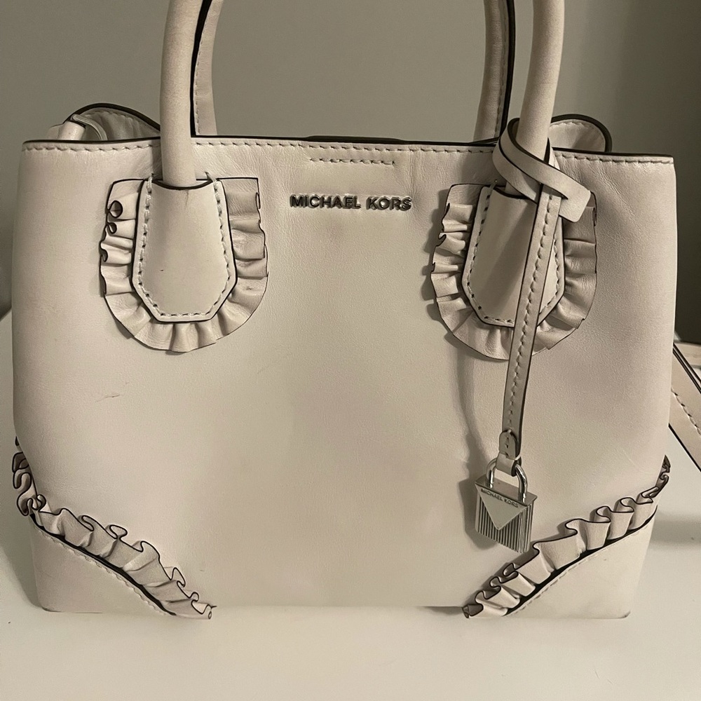 Micheal Kors gallery ruffle trim mercer tone white